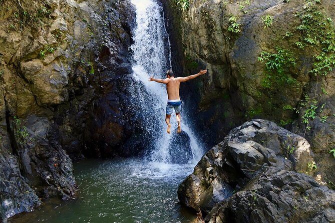 Half-Day Yunque Rainforest Waterslide & rope swing Guided Tour - Stop 1 at the first mineral waterhole: rope swing and free-diving energy